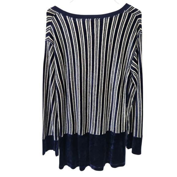 Sonia Rykiel Velvet Striped Relaxed Pullover Nautical Retro - Picture 2 of 7